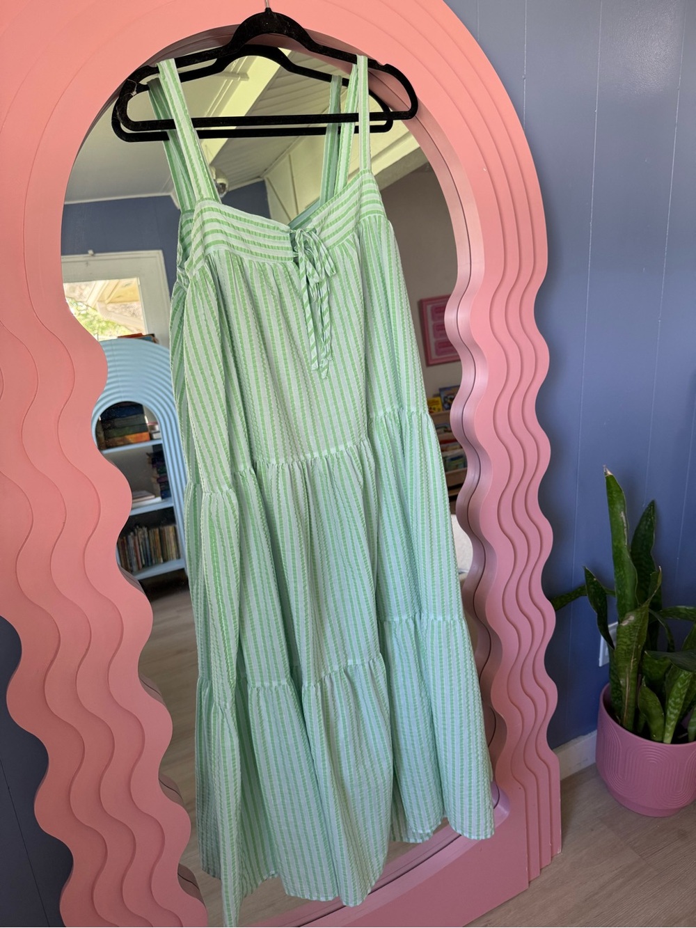 Altar'd State Mint Green Striped Tiered Sundress